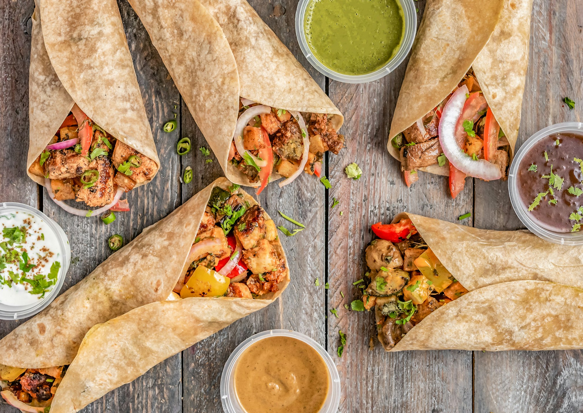 Doner and shish wraps with salad